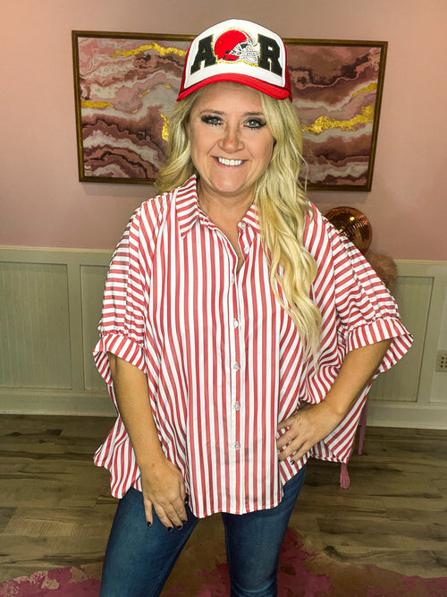 Red Striped Blouse