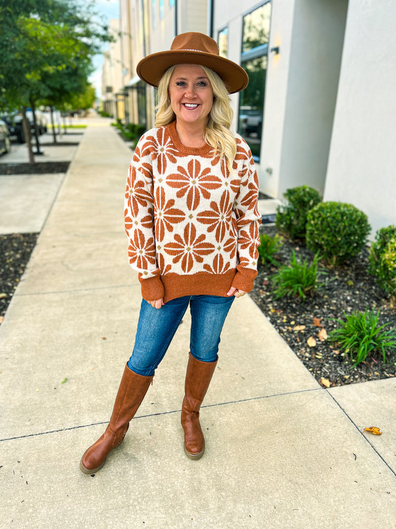 Rust Flower Sweater