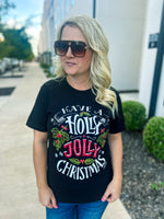 Holly Jolly Christmas Tee-Black