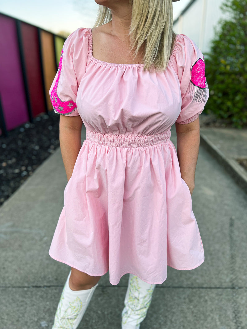 Pink Cowboy Sequin Dress