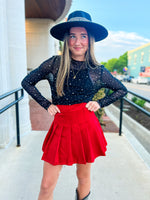 Red Pleated Skirt