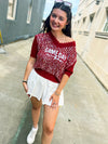 Red Sequin Gameday Top