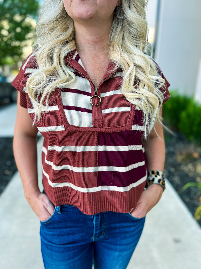 Chestnut Striped Blouse