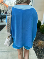 Blue Rib Knit Top