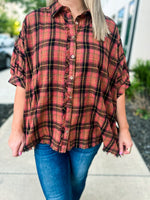 Plaid Button Down-Rust