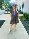 Brown Embroidered Fall Dress