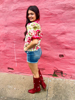 Pink & Red Floral Entro Top