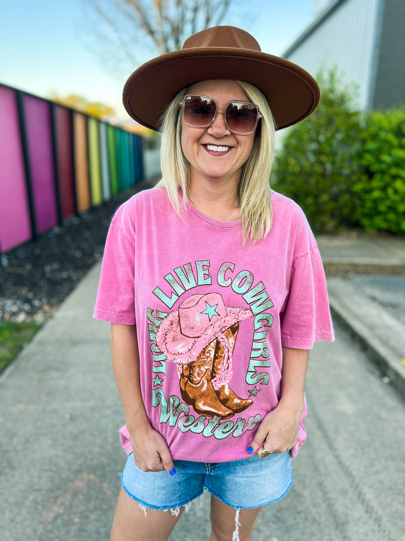 Long Live Cowgirls Tee-Pink