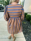 Brown & Blue Striped Dress