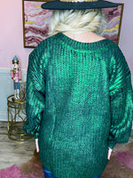 Green Metallic Sweater