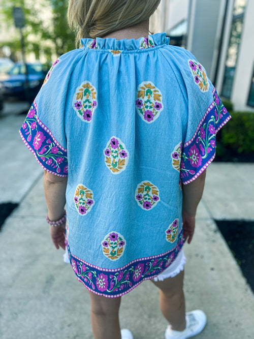 Blue Floral Umgee Top
