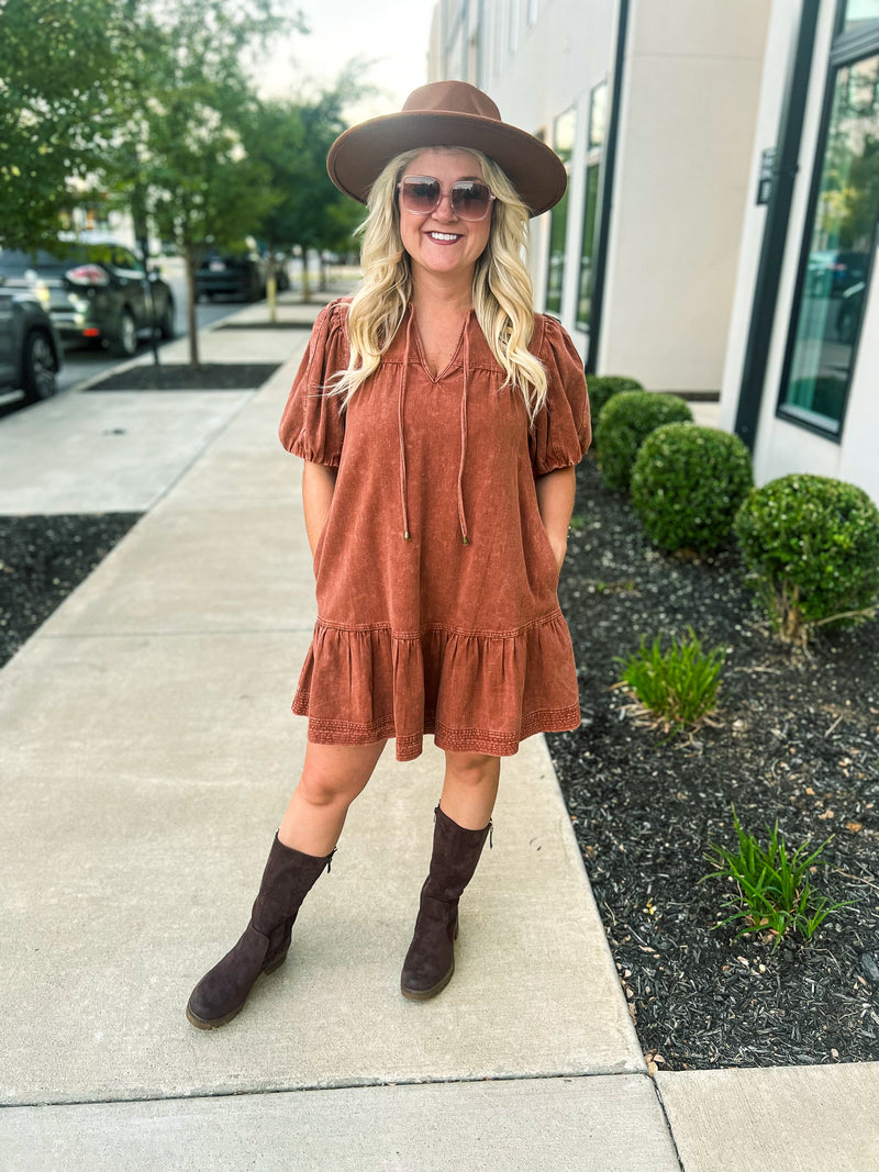 Brown Denim Dress-Entro