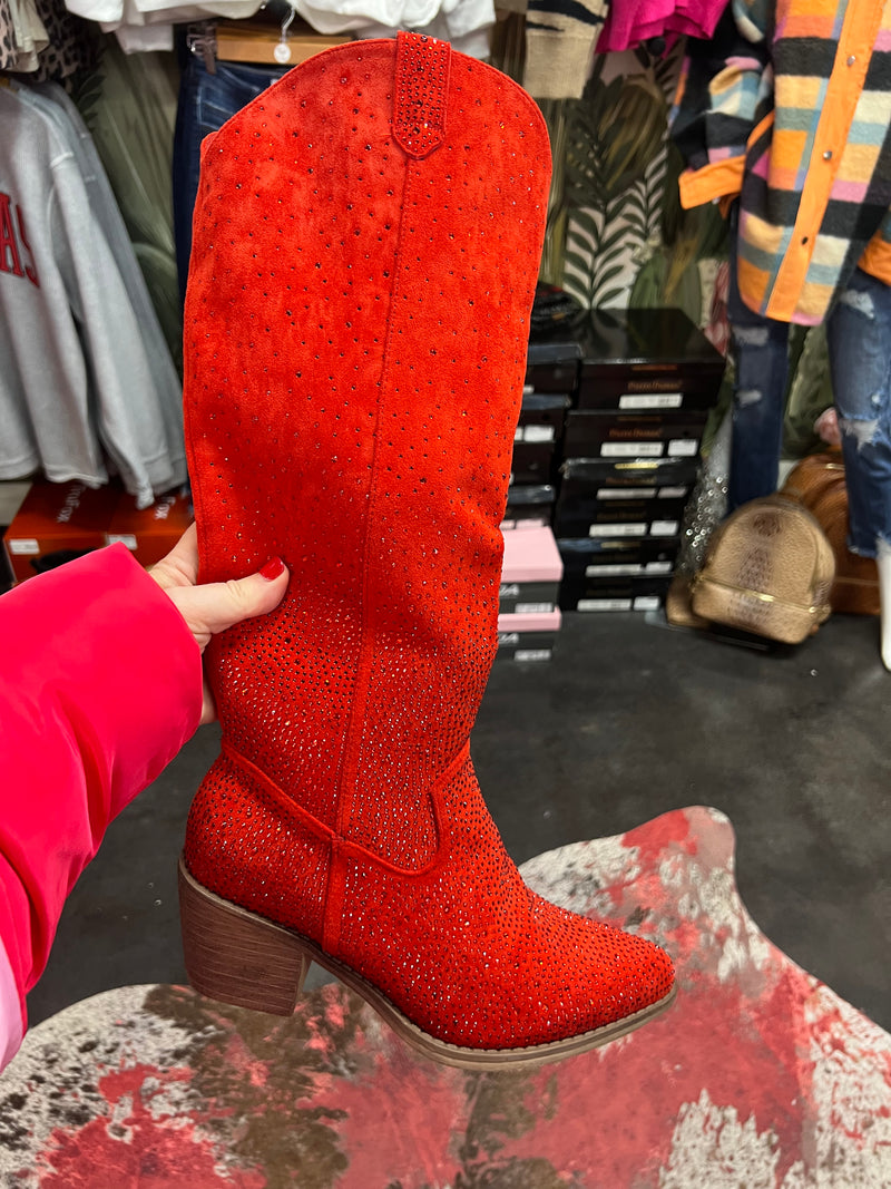 Red Sequin Boots