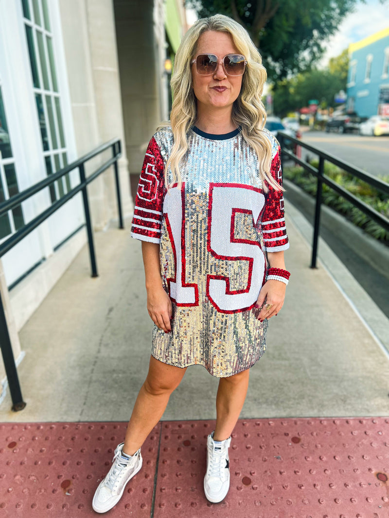 Gameday Sequin Dress-Silver