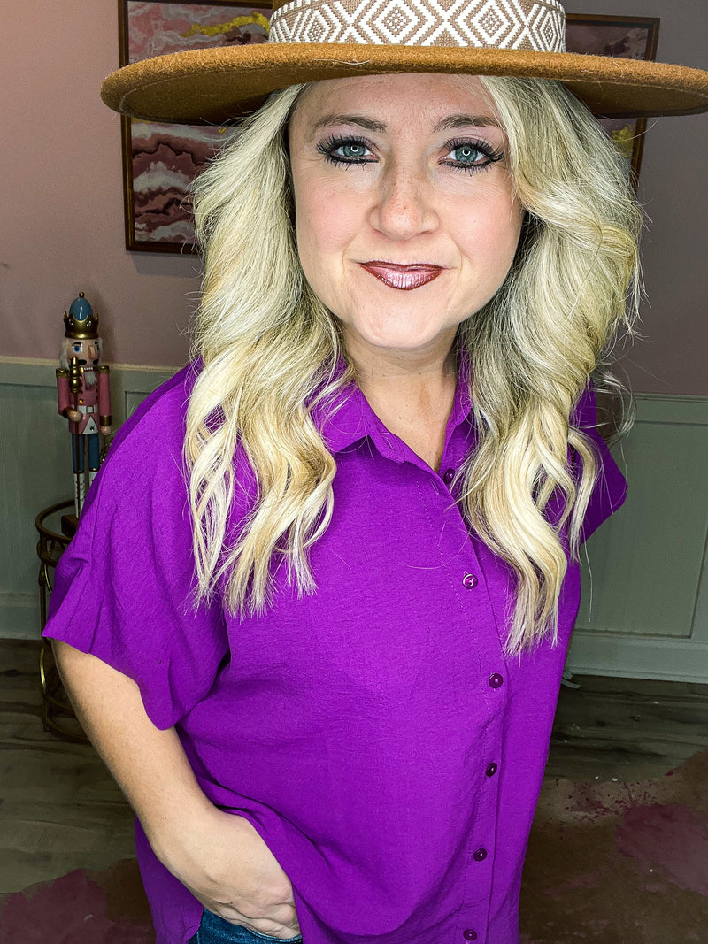 Plum Button Up Top