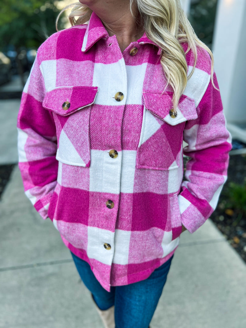 Pink Plaid Shacket