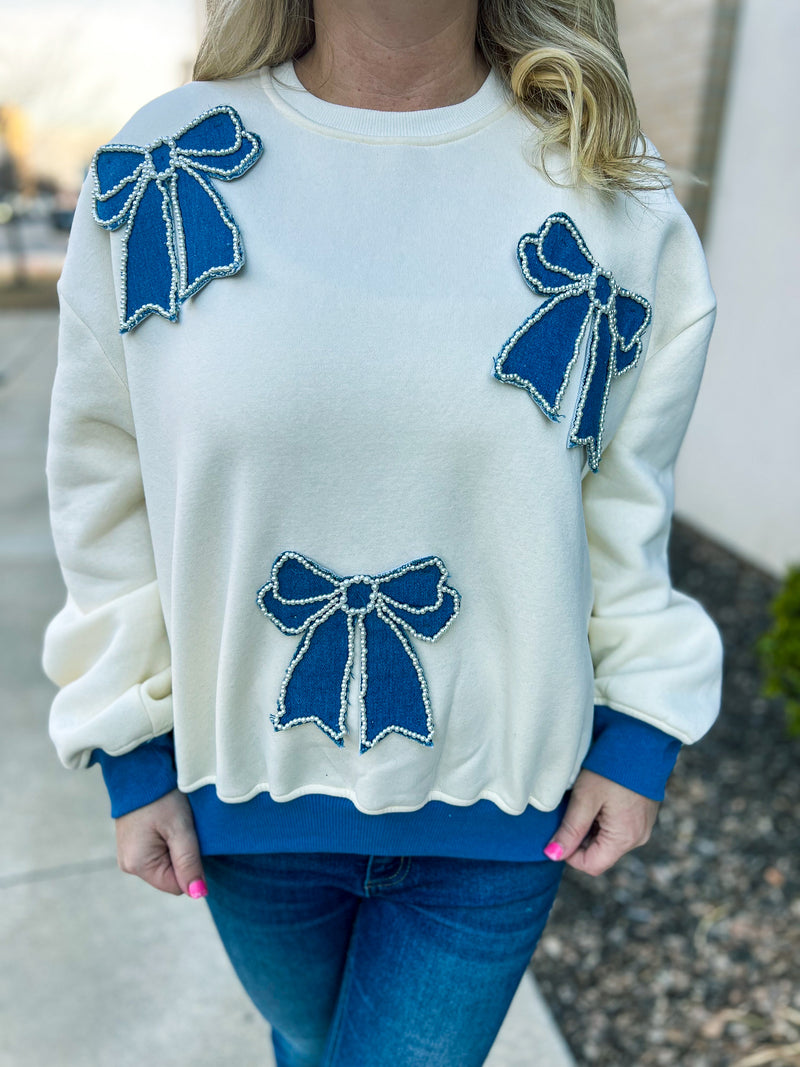 Blue Bow Sweater