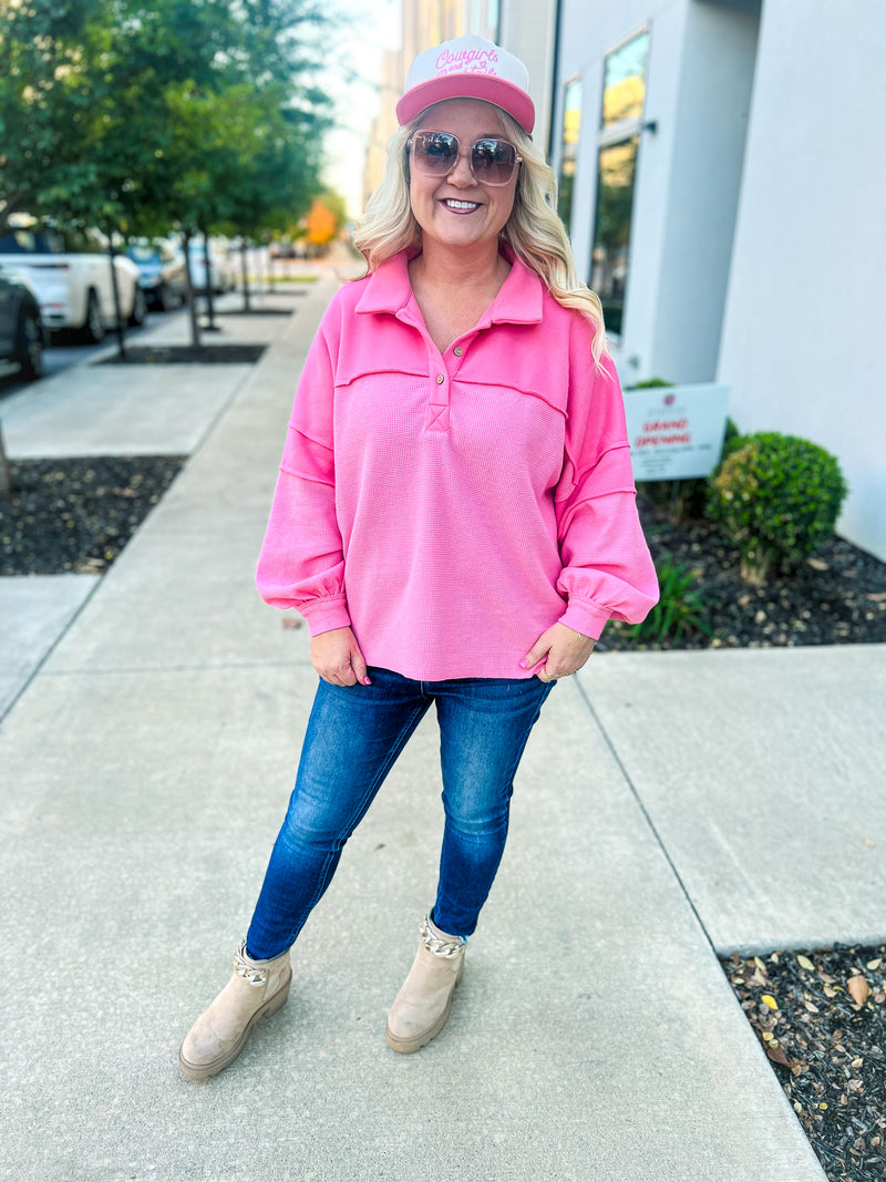 Pink Knit Thermal Top