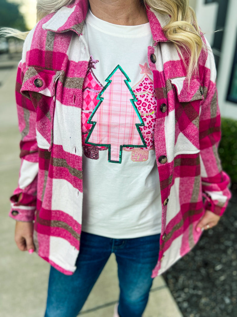 Pink & Brown Plaid Shacket