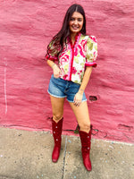 Pink & Red Floral Entro Top