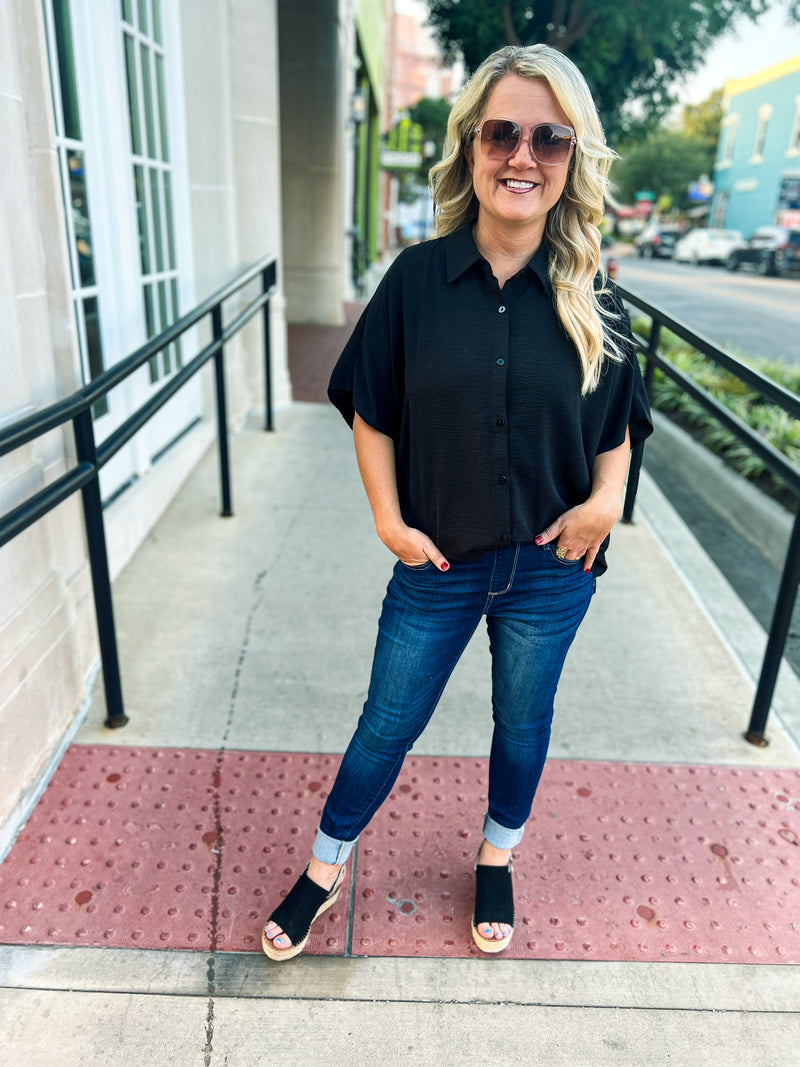 Black Button Up Top