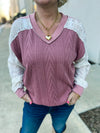 Mauve Lace Ribbed Top