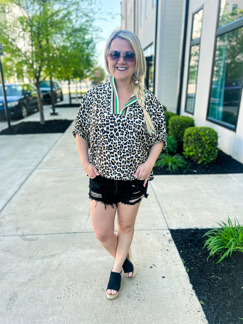 Leopard Print Dolman Top