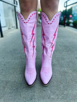 Pink Lightening Bolt Boots