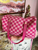 Pink Check Duffle Bag