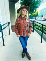 Rust Plaid Leopard Top