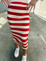 Red Striped Ribbed Skirt