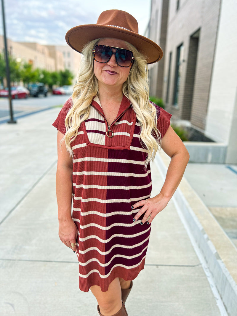 Chestnut Striped Dress