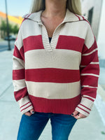 Rust & Creme Striped Sweater