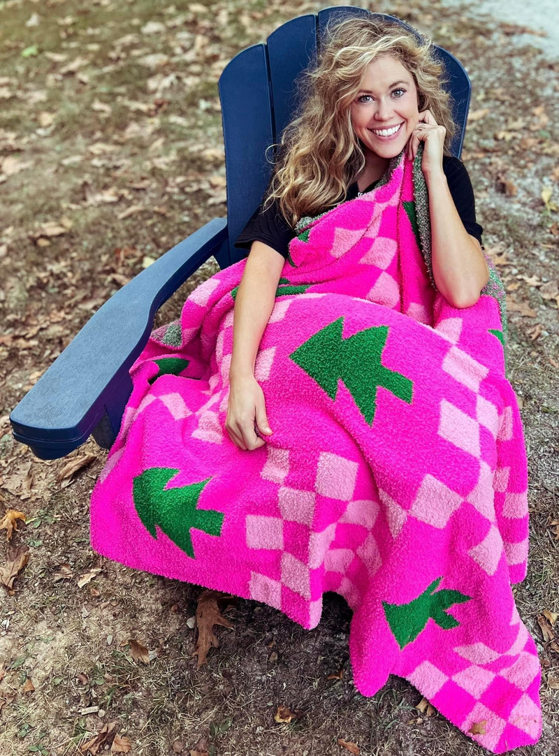 Pink Christmas Tree Blanket