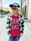 Gameday Checkered Tee-RED