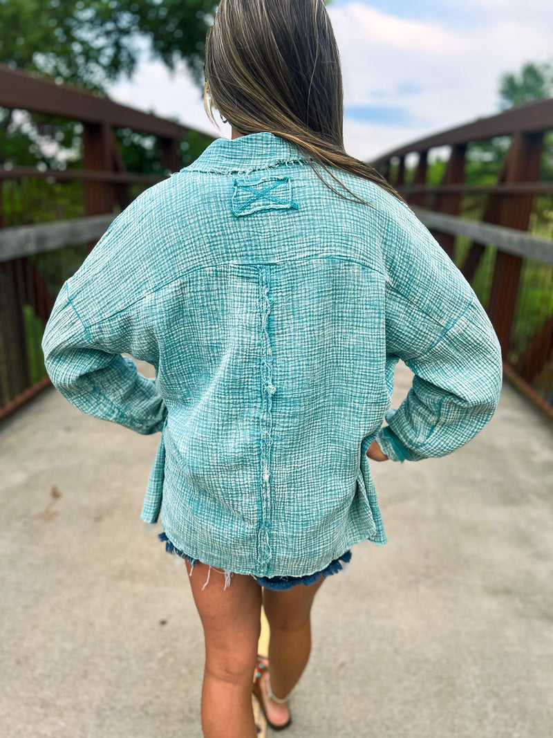 Teal Button Up