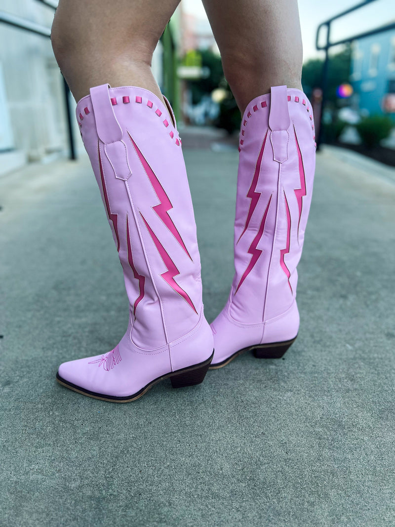 Pink Lightening Bolt Boots