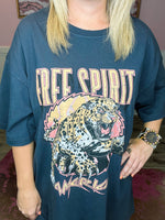 Free Spirit Tiger Graphic Tee-Charcoal
