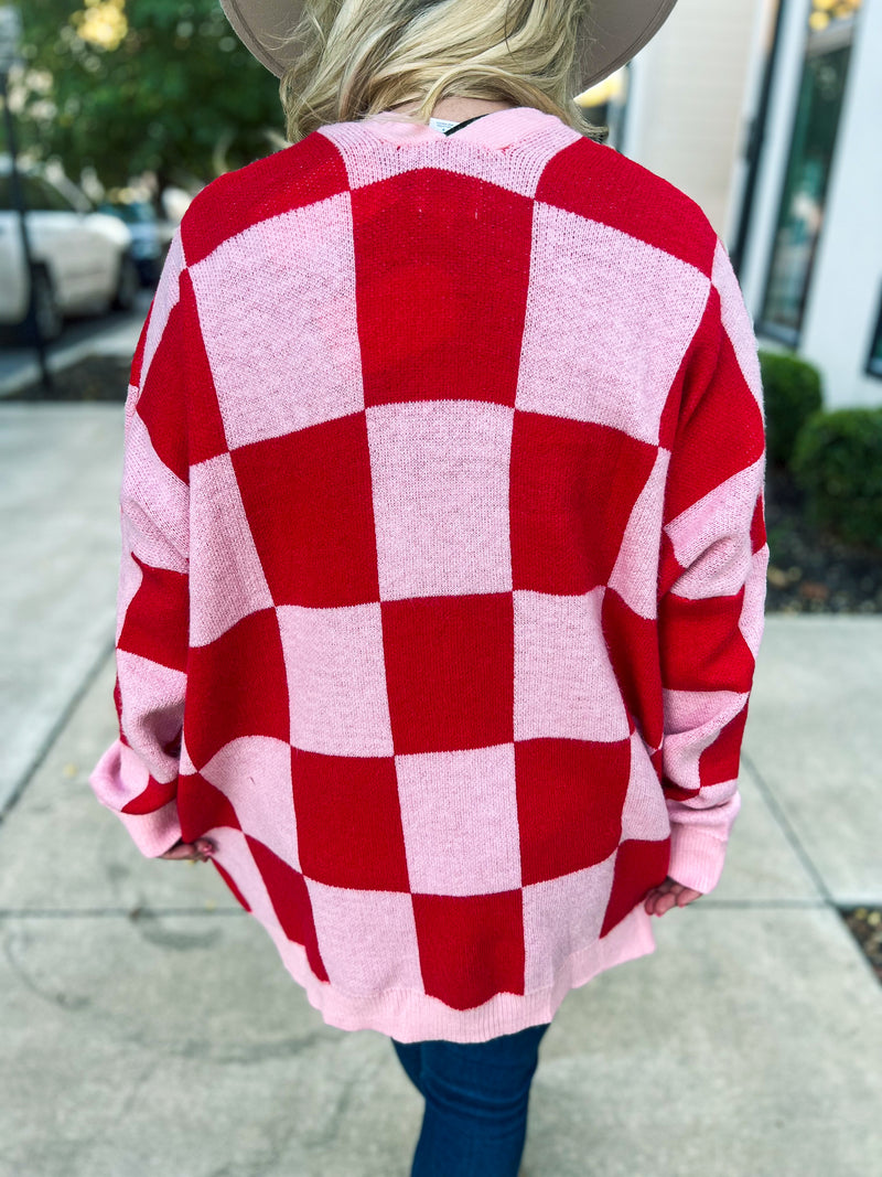 Red Checkered Cardigan