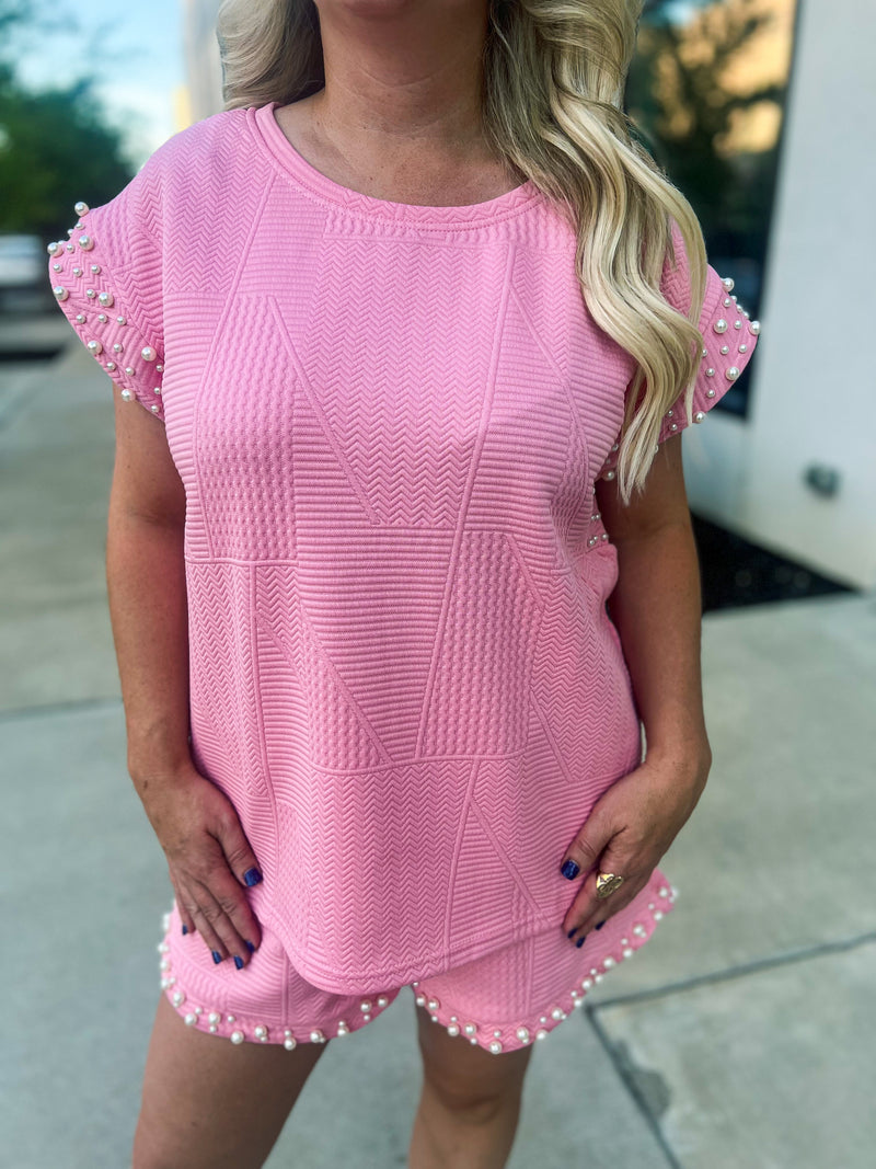 Pink Pearl Sleeve Top