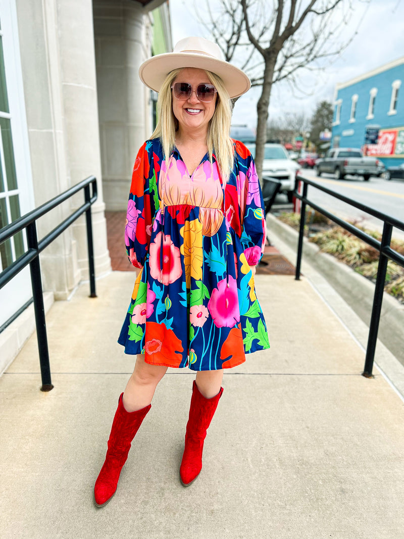 Navy Floral Dress