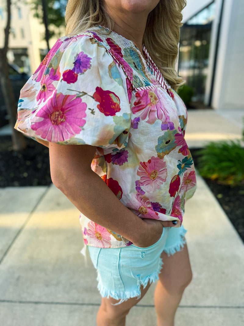 Spring Floral Entro Top