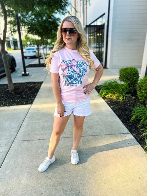 Pink Arkansas Bow Tee
