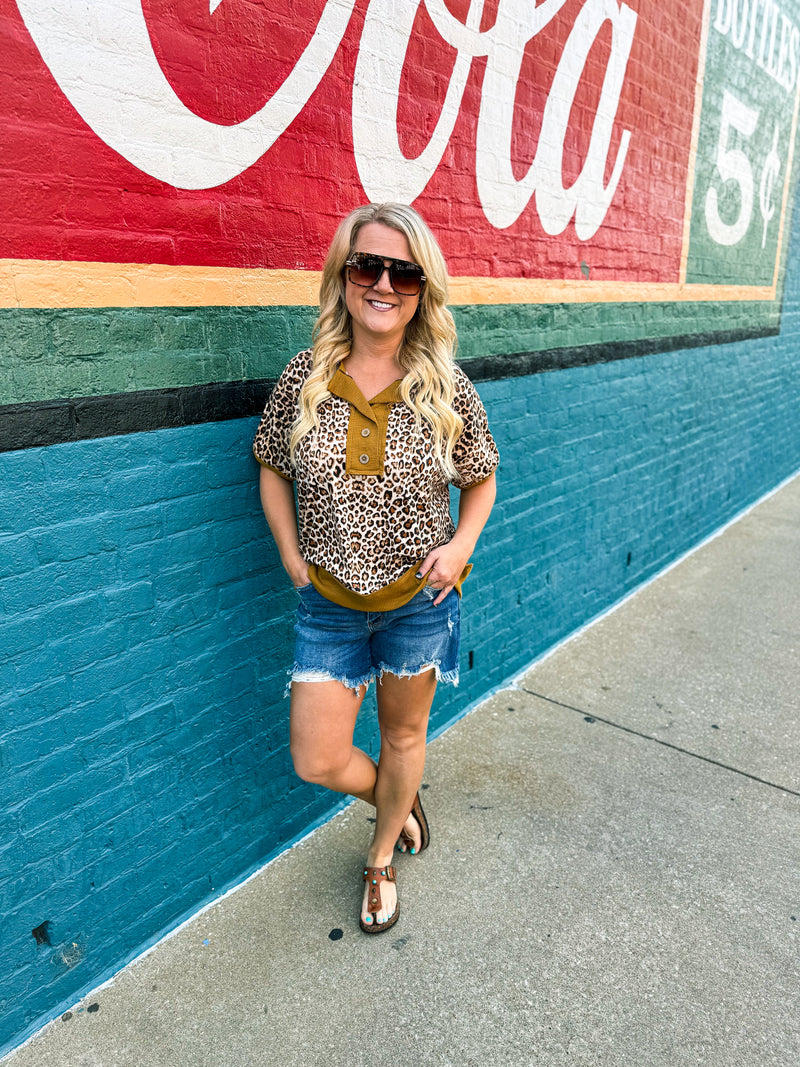 Leopard Bibi Top