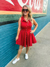 Red Striped Button Down Dress