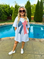 Blue American Flag Bow Dress