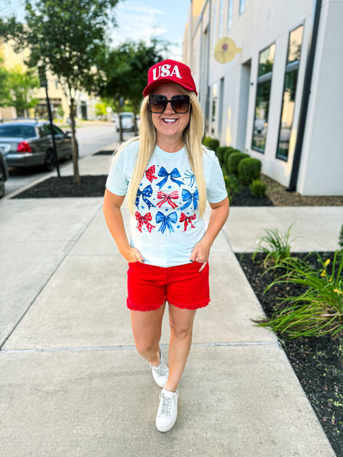 Blue American Flag Bow Tee