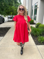 Red She & Sky Pleated Dress