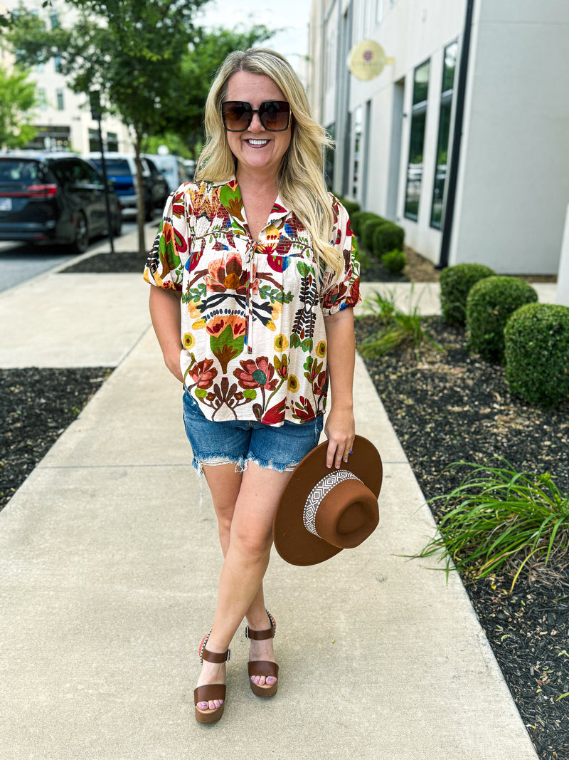Brown Floral Top