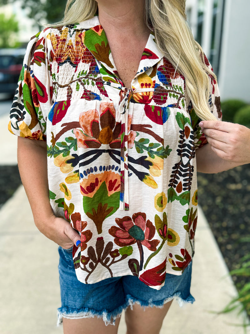 Brown Floral Top